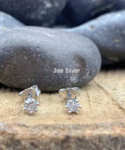 حلق فضة حريمي بريمة فص سولتير