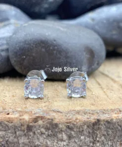 حلق فضة حريمي بريمة فص سولتير